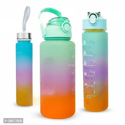 Stylish Multicoloured Plastic Water Bottles For Gym And School Pack Of 3