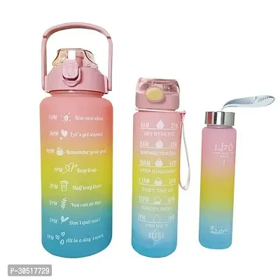 Stylish Multicoloured Plastic Water Bottles For Gym And School Pack Of 3-thumb0