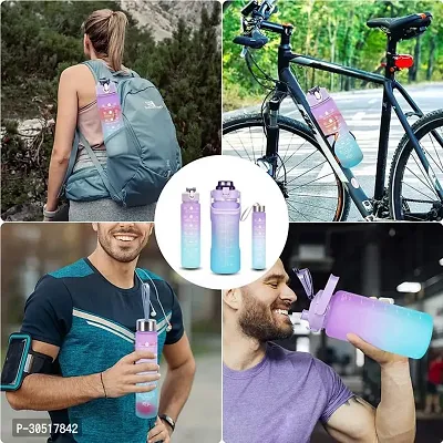 Stylish Multicoloured Plastic Water Bottles For Gym And School Pack Of 3-thumb3