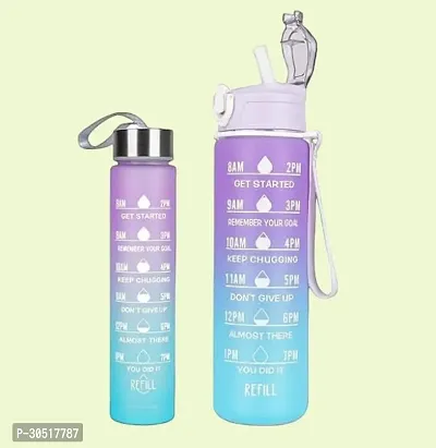 Stylish Multicoloured Silicone Water Bottles For Gym And School Pack Of 2-thumb0