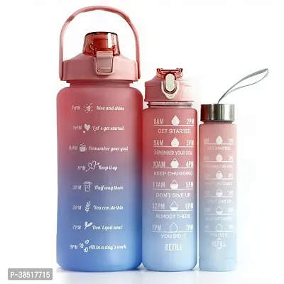 Stylish Multicoloured Plastic Water Bottles For Gym And School Pack Of 3-thumb0