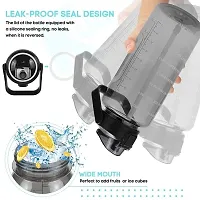 Leak-Proof Transparent Plastic Large Capacity Water Bottle with Detatchable Straw-thumb1