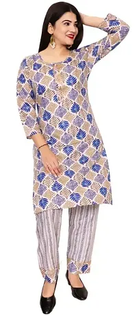 Stylish Cotton A-Line Printed Kurta with Bottom Set