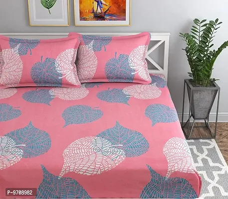 Stylish Comfortable Microfiber Printed Double Bedsheet With 2 Pillow Covers-thumb3