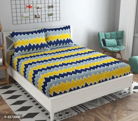 Comfortable Polycotton 3D Printed Double Bedsheet with Two Pillow Covers