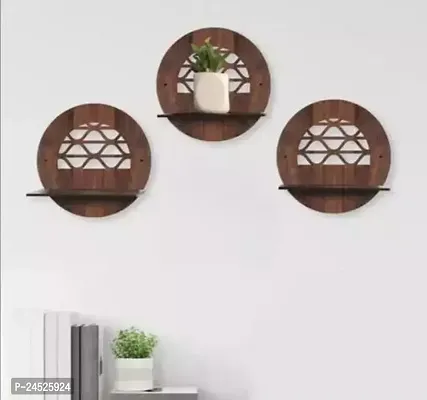 Designer Brown Wood Wall Decor Pack Of 3-thumb0