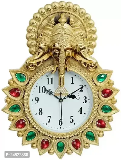 Designer Golden Plastic Analog Wall Clock-thumb0