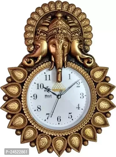 Designer Golden Plastic Analog Wall Clock