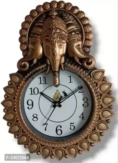 Designer Golden Plastic Analog Wall Clock