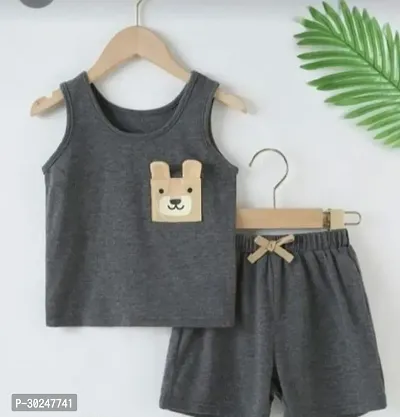 Elegant Hosiery Cotton Self Pattern T-Shirt with Shorts Set For Kids-thumb2