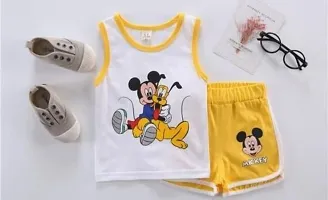 Elegant Hosiery Cotton Printed T-Shirt with Short Set For Kids-thumb1