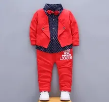 Stylish Red Cotton Clothing Set For Boys-thumb1