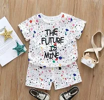 Elegant Hosiery Cotton Printed T-Shirt with Shorts Set For Kids-thumb1