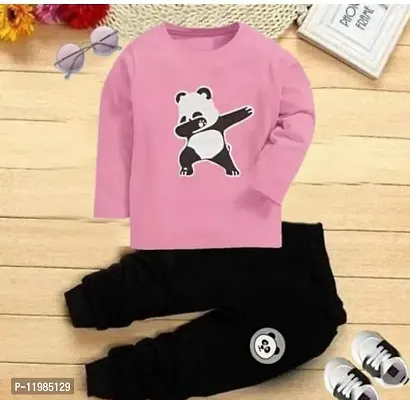 Style black panda full T-Shirts with Pyjamas (pink and black)