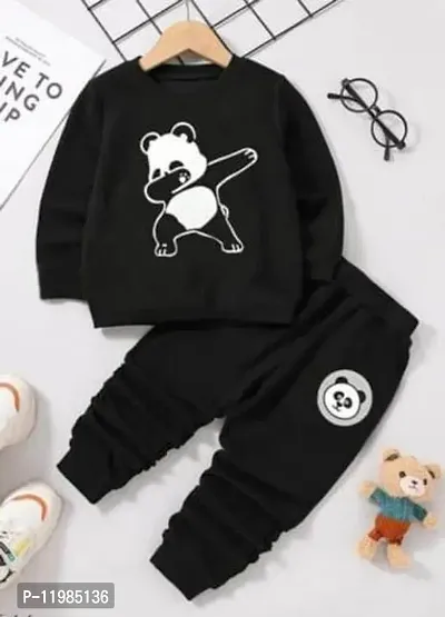 Style Black Panda full T-Shirt Pant (black and black)