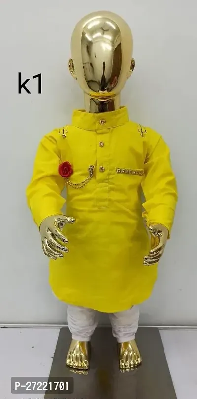 K.1 KURTA PAIJAMA   YELLOW AND WHITE-thumb0