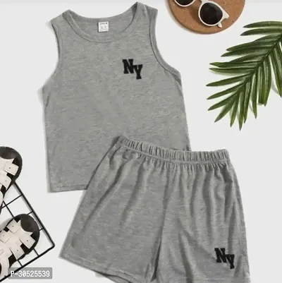 Trendy Cotton Printed T-Shirts With Shorts For Kids