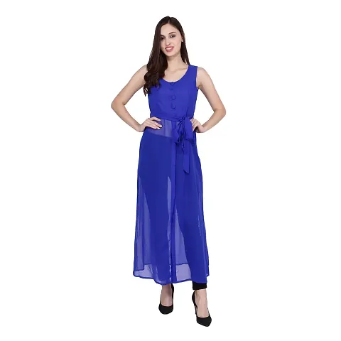 Trendy Georgette Front Slit Long Dress