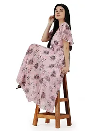 Trendy Women|Girls Georgette Long V-Neck Maxi Dress-pink white Multicolored-9 Medium-thumb4