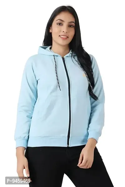 N & PG Women's Cotton Hooded Hoodie Full Sleeves Sheered Thumbcut Cotton Hoisery Gymwear Zipper Jacket for Girls and Women