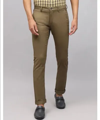 Classic Cotton Blend Solid Casual Trouser for Men