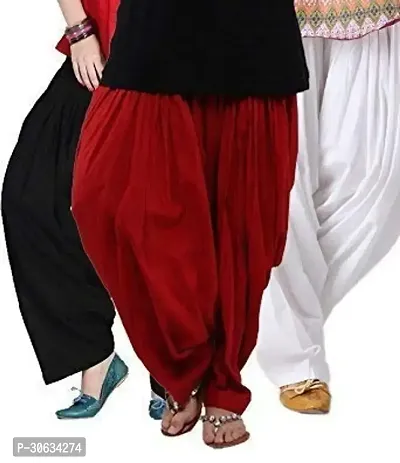 Stylish Multicoloured Cotton Silk Solid Salwars For Women Pack Of 3-thumb0