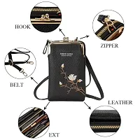 Stylish Black Polyester Self Pattern Sling Bags For Women-thumb1