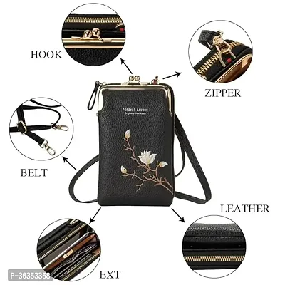 Stylish Black Polyester Self Pattern Sling Bags For Women-thumb2