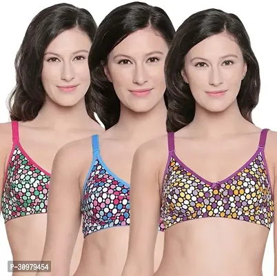 Stylish Cotton Printed Bras For Women- Pack Of 3-thumb0