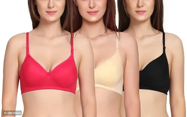 Stylish Cotton Spandex Solid Bras For Women- Pack Of 3