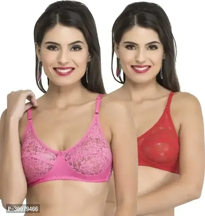 Stylish Cotton Lace Bras For Women- Pack Of 2