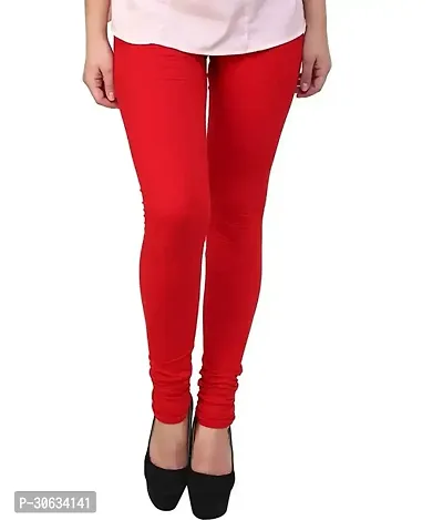 Elegant Red Cotton Solid Leggings For Women-thumb0