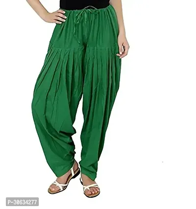 Stylish Green Cotton Solid Salwars For Women-thumb0