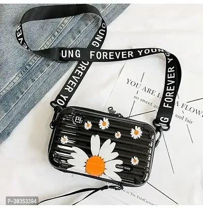 Stylish Black Wood Plastic Printed Sling Bags For Women-thumb2