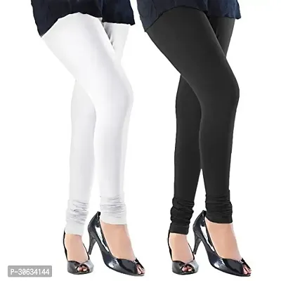 Elegant Multicoloured Cotton Solid Leggings For Women Pack Of 2-thumb0