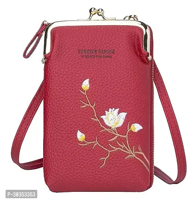 Stylish Red Polyester Self Pattern Sling Bags For Women-thumb0