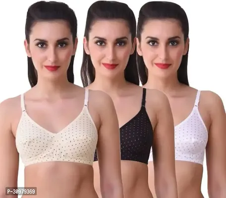 Stylish Cotton Spandex Printed Bras For Women- Pack Of 3