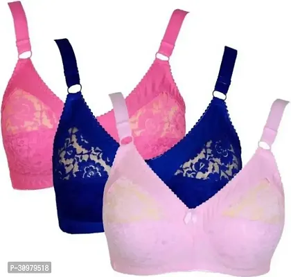 Stylish Cotton Blend Lace Bras For Women- Pack Of 3