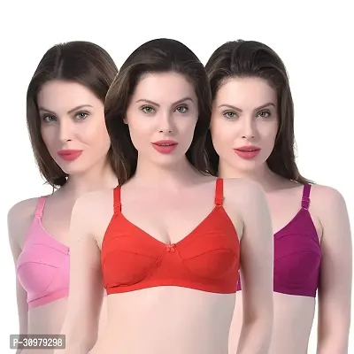 Stylish Cotton Solid Bras For Women- Pack Of 3