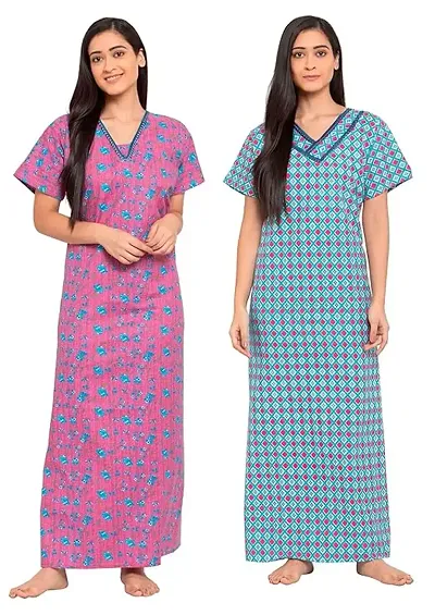 New In Cotton Hosiery Gowns Women's Nightwear 