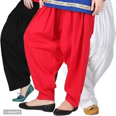 Stylish Multicoloured Cotton Solid Salwars For Women Pack Of 3-thumb0