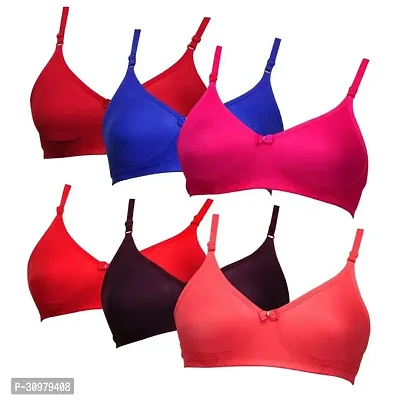 Stylish Cotton Solid Bras For Women- Pack Of 6