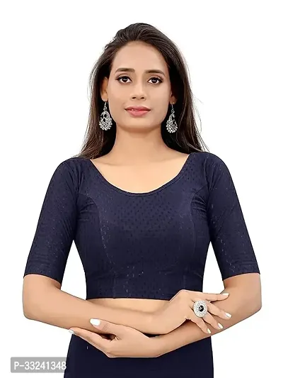 Stylish Navy Blue Cotton Blouses For Women-thumb0