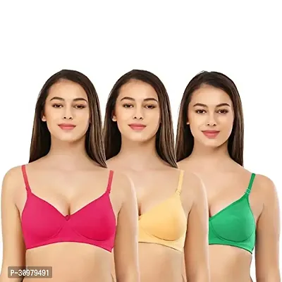 Stylish Cotton Spandex Solid Bras For Women- Pack Of 3