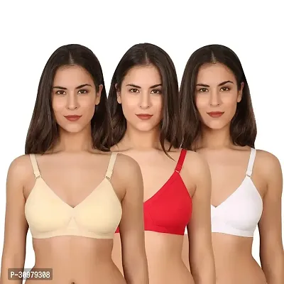 Stylish Cotton Solid Bras For Women- Pack Of 3-thumb0