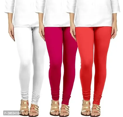 Elegant Multicoloured Cotton Solid Leggings For Women Pack Of 3-thumb0