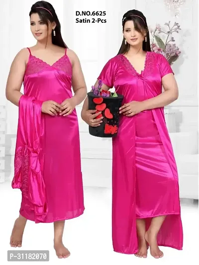 Comfortable Pink Satin Gowns For Women