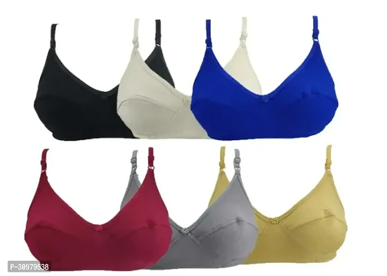 Stylish Cotton Spandex Solid Bras For Women- Pack Of 6