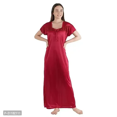 Comfortable Red Satin Gowns For Women-thumb0