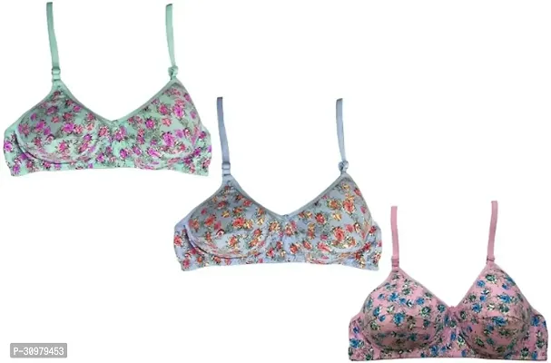 Stylish Cotton Printed Bras For Women- Pack Of 3